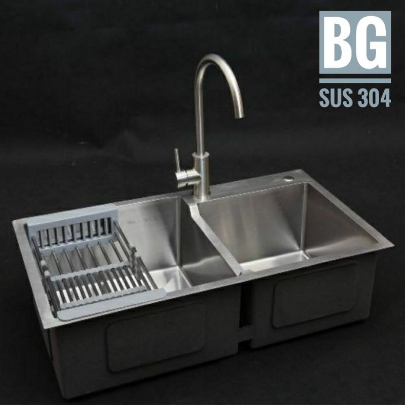 [SUS304]Chậu rửa bát INOX 304 Kích thước 82*45 siêu dày, chống ồn, chống bắn nước