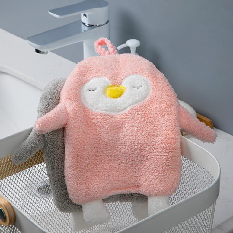 (✿◠‿◠) HeBe - Kitchen Household Cute Cartoon Penguin Hand Towel Pure Soft Hand Towel Highly Absorbent