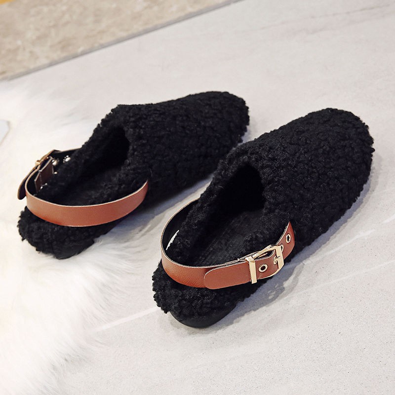 Giày cotton nhung giữ ấm mùa thu đông mới 2019 phiên bản Hàn Quốc lười đế bệt phù hợp với tất cả mọi người