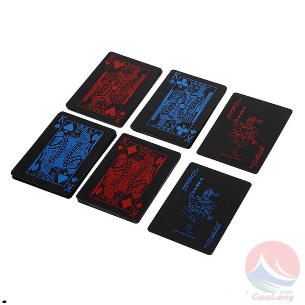 Bộ Bài Tây Nhựa PVC Chống Thấm Nước, Chống Gian Lận Chia Bài Dễ Dàng, Poker Đa Năng, bộ bài tây plastic, tú lơ khơ đen