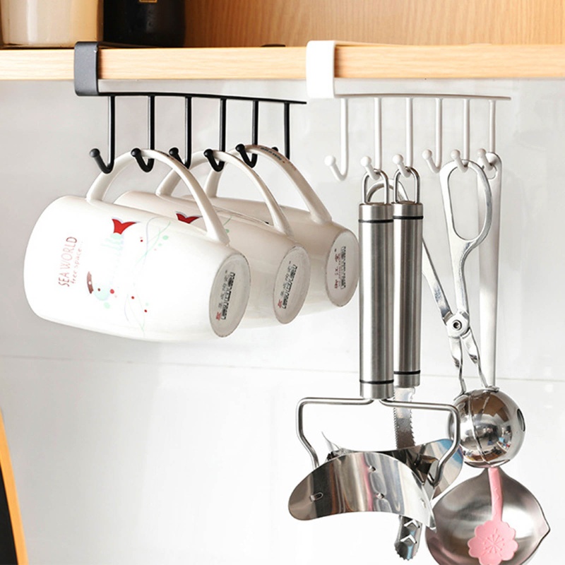 Giá Sắt 6 Móc Treo Ly Cốc Gắn Tủ Quần Áo Tiện Dụng