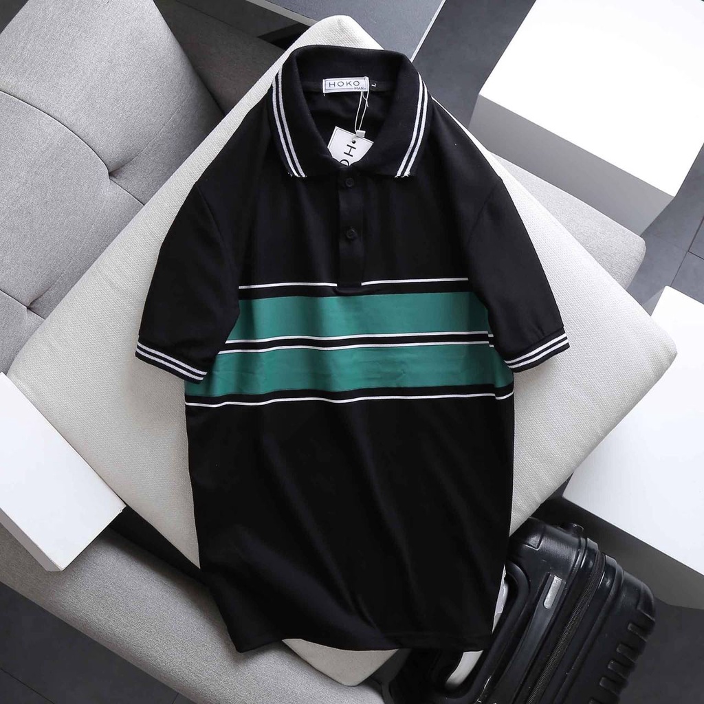 Áo Polo, áo thun nam cao cấp sọc xanh ngang đen trắng UP SIZE XXL 74kg  form ôm dáng chuẩn, chất thun lạnh cotton thoáng | BigBuy360 - bigbuy360.vn