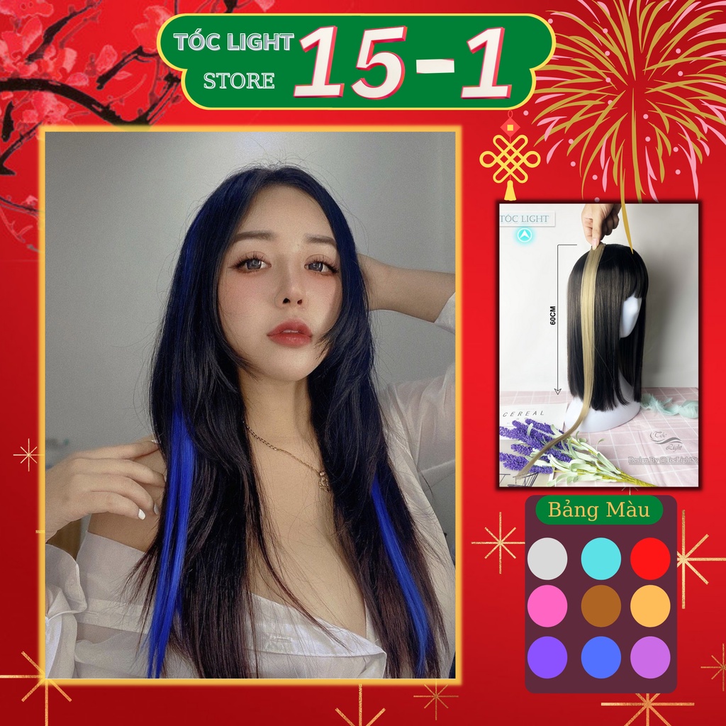 Tóc giả kẹp highlight Thẳng ⚡[ 𝐒𝐈𝐄̂𝐔 𝐒𝐄𝐀𝐋 ]⚡ - Tóc giả nhiều màu khói Xám, xanh đỏ,XÁM KHÓI - Chụp ảnh Tiktok - Sống ảo