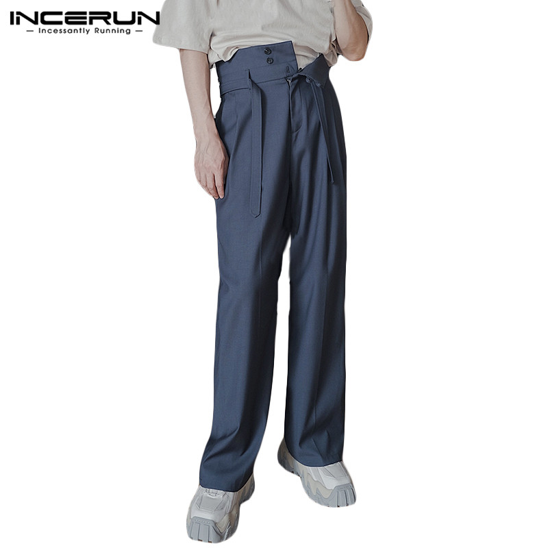 Quần Baggy INCERUN Lưng Cao Màu Trơn Cho Nam