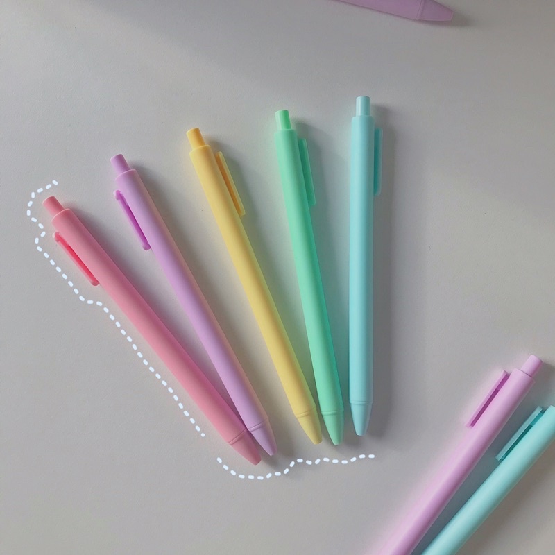 Bút bi bấm mực gel nhiều màu macaron 0.5mm phong cách pastel dễ thương.
