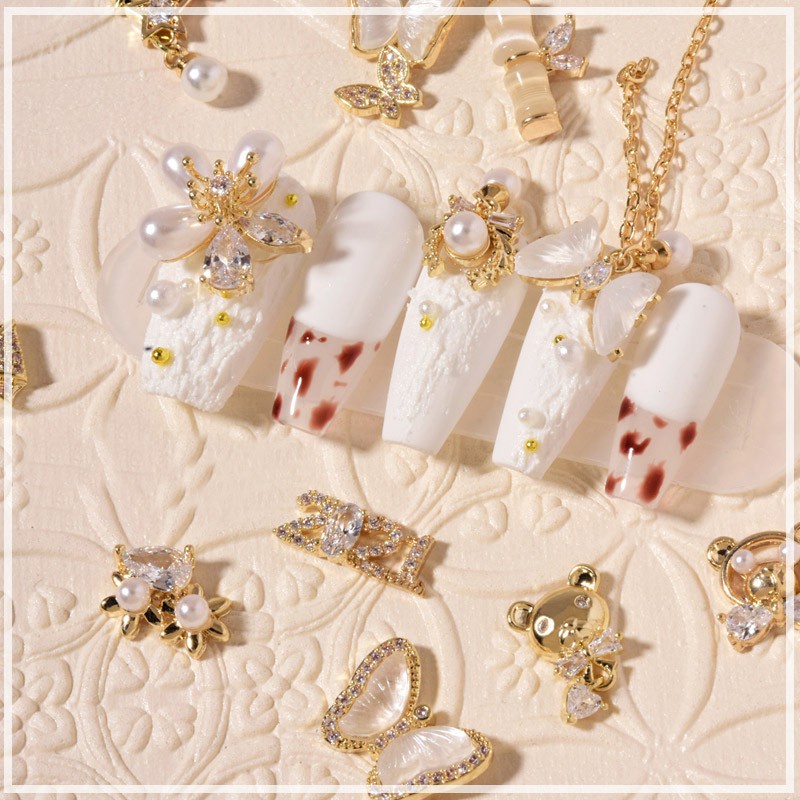 Set 2 Phụ Kiện Trang Trí Móng Tay Nghệ Thuật Hình Hoa Bướm 3D 2021#