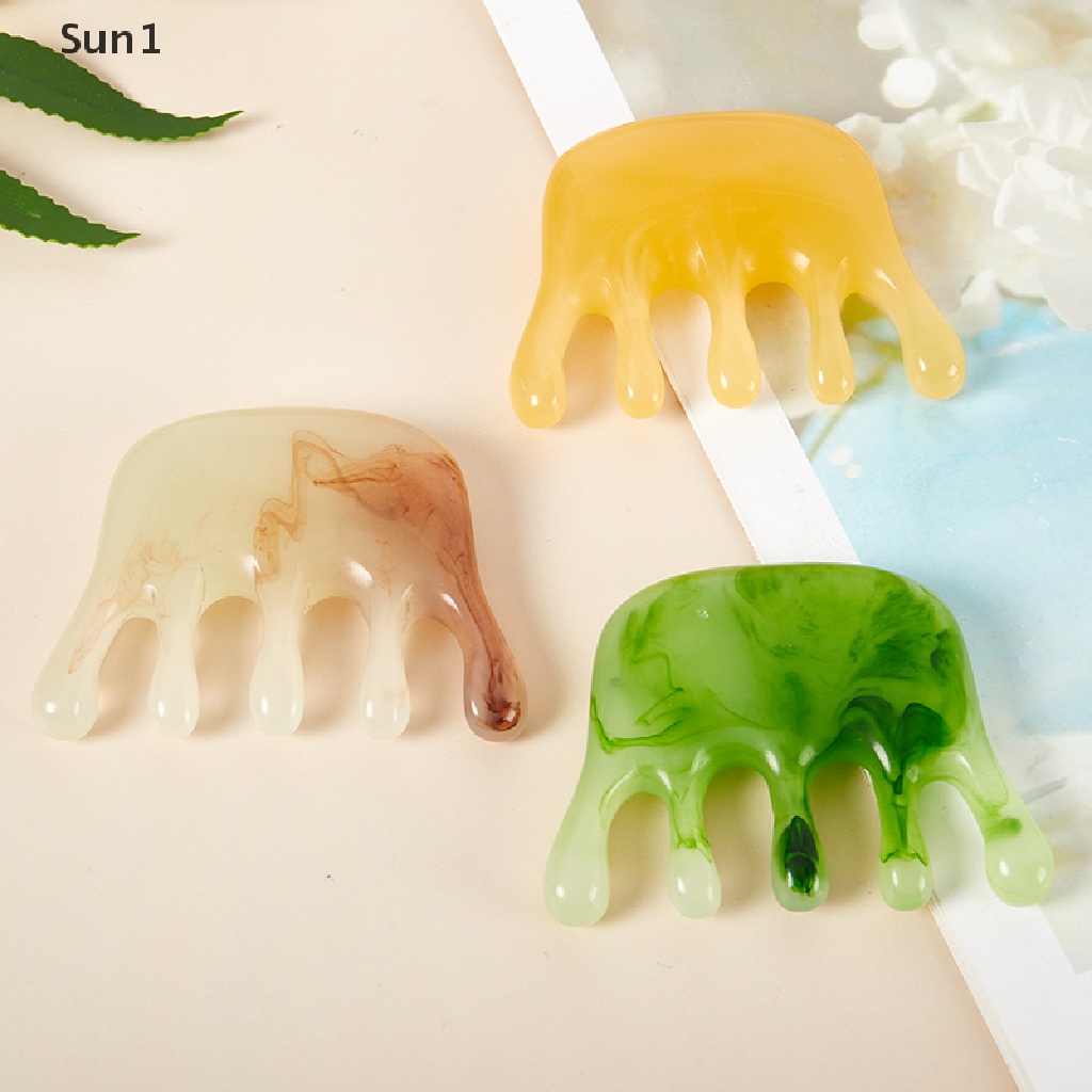 Sun1 &gt; 1 Lược Mát Xa Da Đầu Bằng Nhựa Resin Năm Răng Dày
