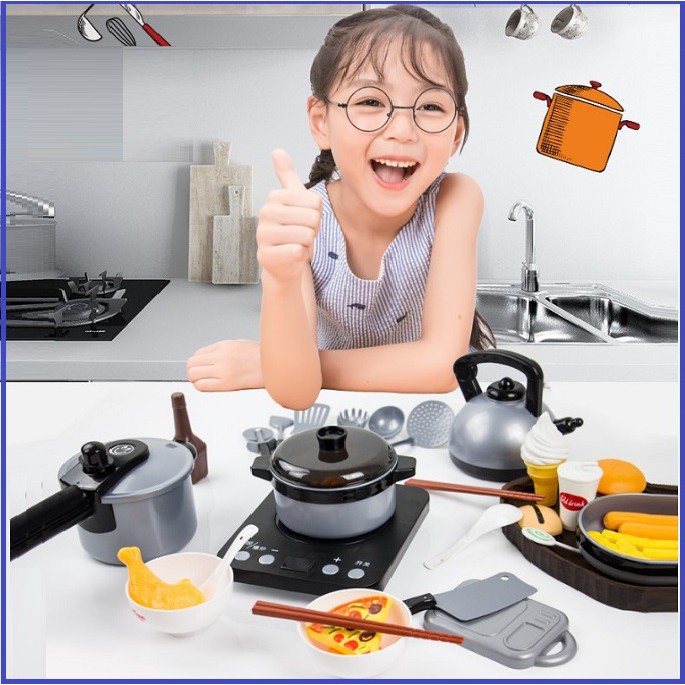 Đồ chơi nấu ăn cho bé 36 món, chơi nấu cơm, nướng thịt, chiên cá... Kitchen toys kids - THEO DÕI SHOP GIẢM NGAY 30K