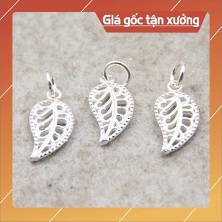 Charm bạc móc treo lá bản lớn có hoa văn - charm bạc 925 - mã cb305