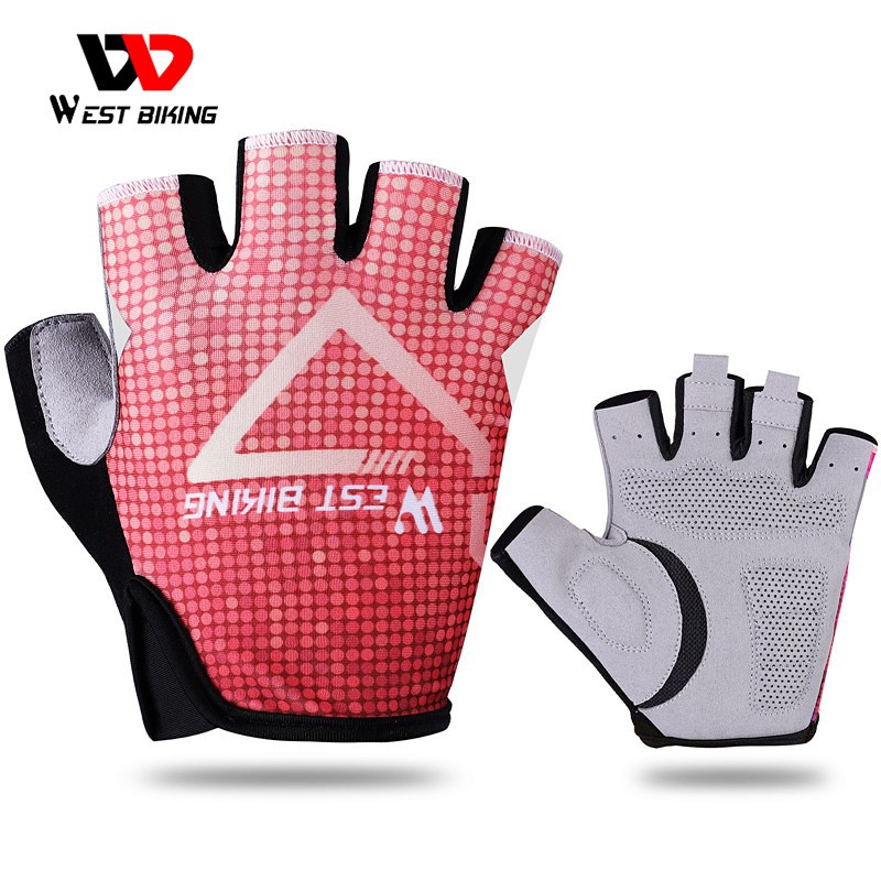Găng tay WEST BIKING hở nửa ngón dùng để đi xe đạp/ thể thao ngoài trời chống sốc chống trượt cho nam nữ