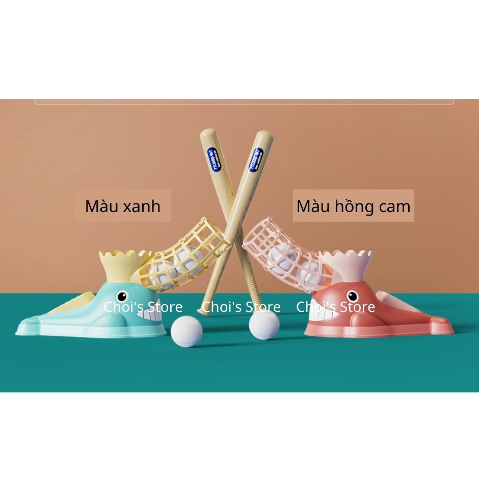 ( kèm 6 bóng) Đồ chơi thể thao bóng chày tự động mẫu cá voi, đồ chơi vận động cho bé