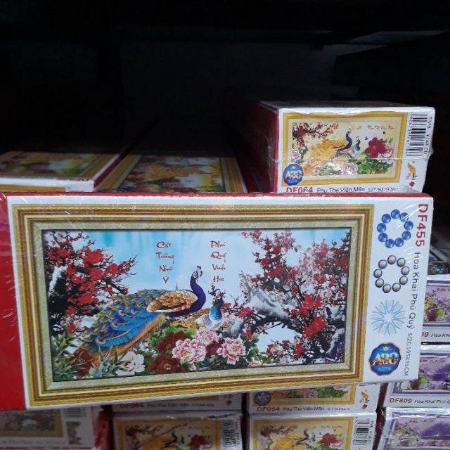Tranh Đính Đá Chim Công Df455, Kt 100x50cm