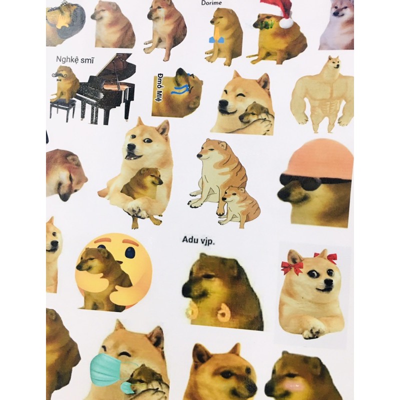 Sticker cheems 30cái ép lụa ảnh khác nhau , Sticker-  hình dán shiba meme chó cheems