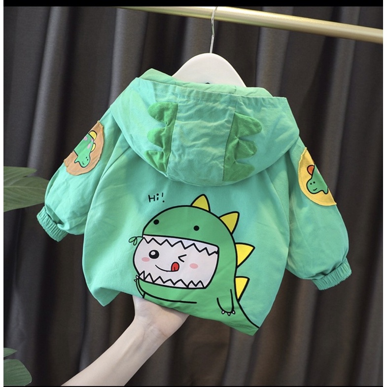 Áo Gió 2 Lớp Cho Bé In Hình Khủng Long Áo gió chống nước Tránh gió tránh bụi ngăn tia UV hiệu quả