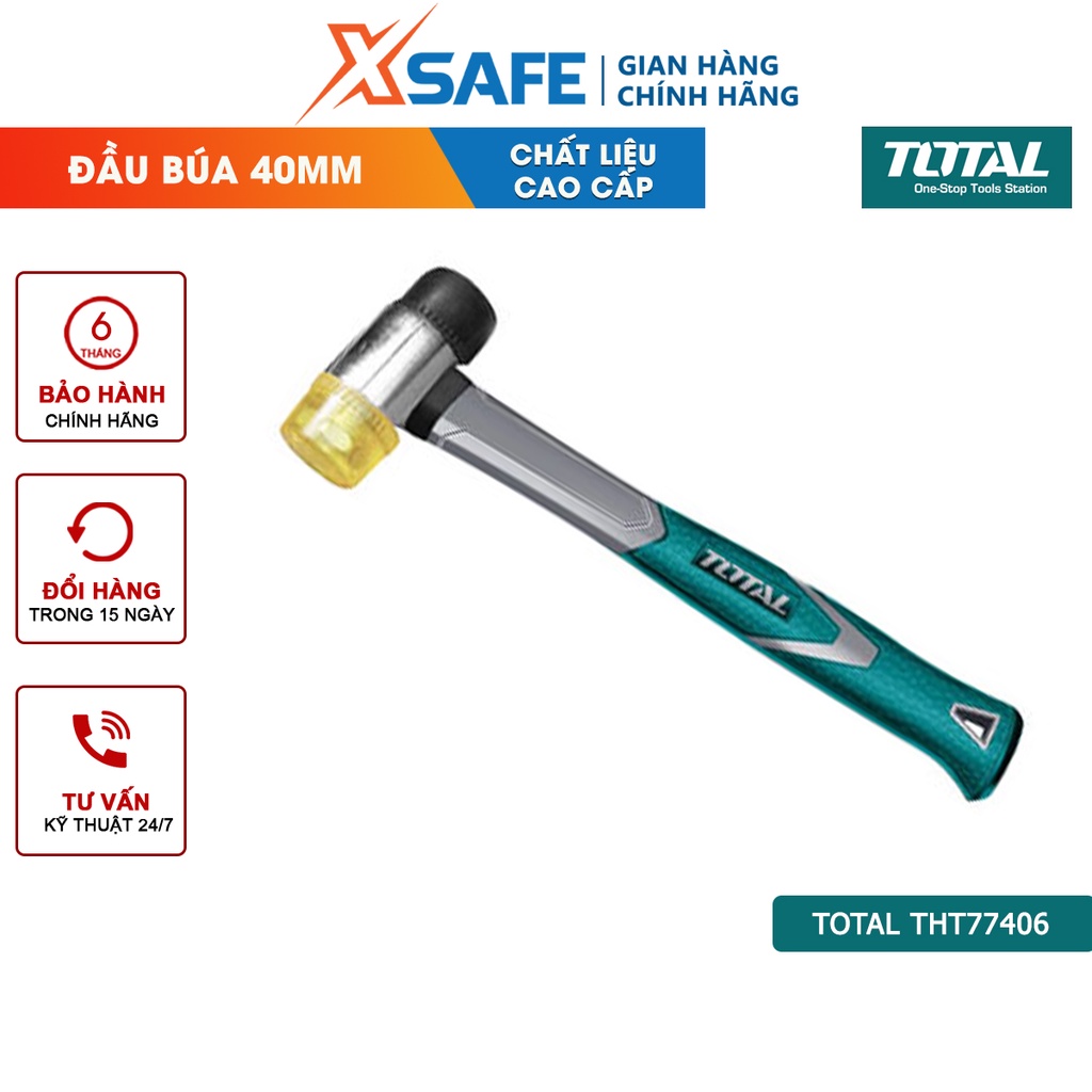 Búa 2 đầu nhựa và cao su TOTAL THT77406 đường kính đầu búa 40mm Búa đa năng cán búa bằng nhựa ABS đặt siêu bền chắc
