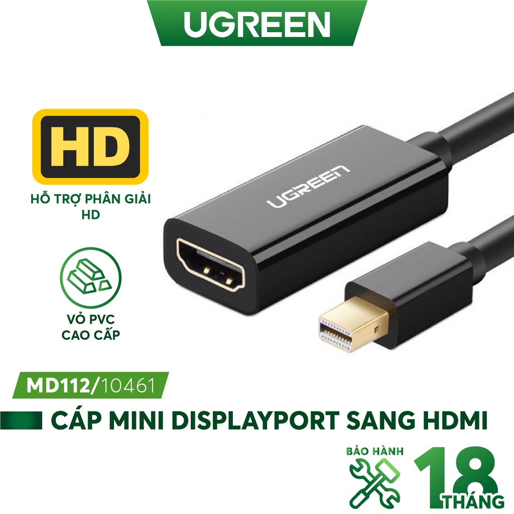 Cáp chuyển đổi MD112 Mini DisplayPort đầu đực sang HDMI đầu cái, dài 25cm, hỗ trợ 4K*2K/30Hz