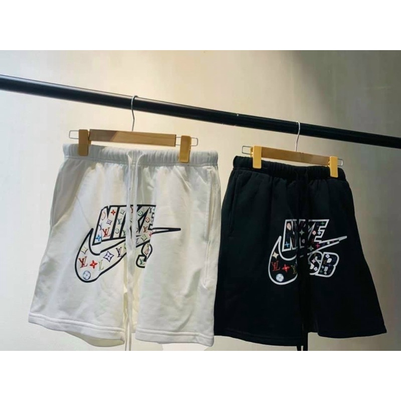 Quần short thun in chữ hàng unisex from rộng có 2 màu đen/trắng kèm ảnh thật