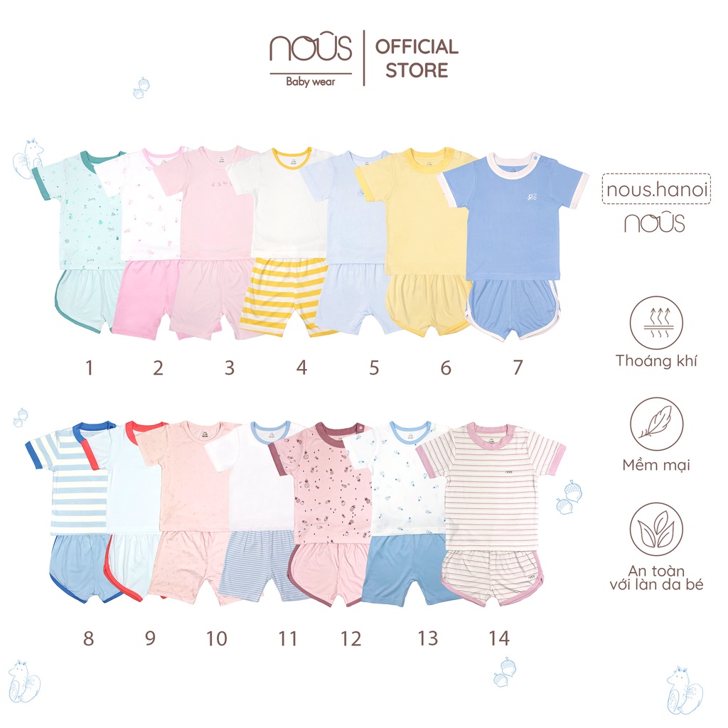 [FULL] Bộ Quần Áo Cộc Nous Cài Vai Nous Mẫu hè NOUS 2021 (Size 12-18M Đến 18-24M)