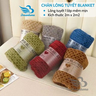 Chăn hè thu Blanket họa tiết ô vuông, chăn lông tuyết 1 lớp mịn nhẹ 2mx2m2