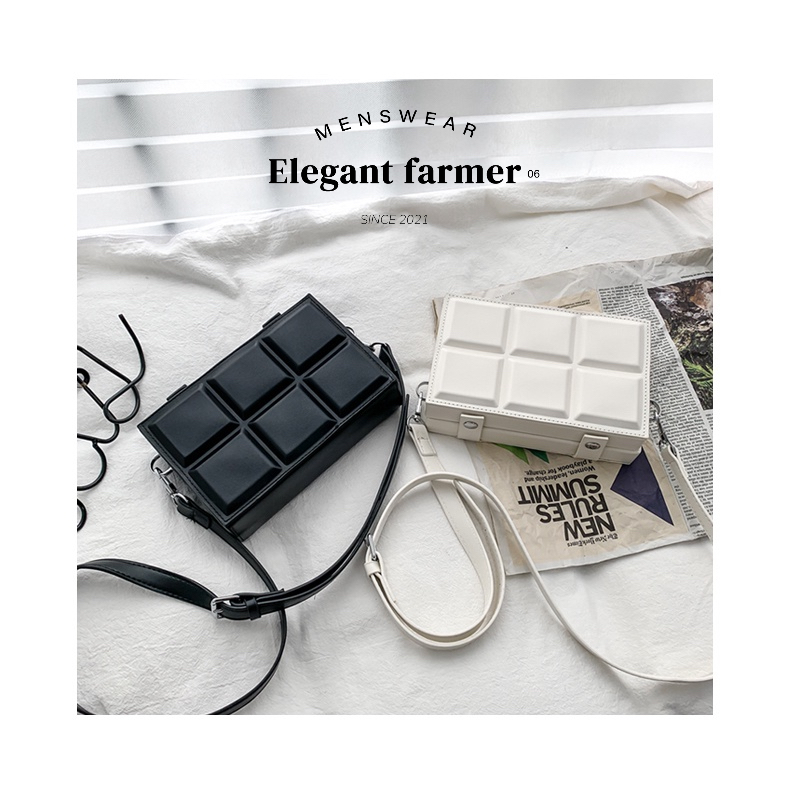 [MENSWEAR ELEGANT FARMER] Túi hộp đeo chéo hoạ tiết ô vuông nam &amp; nữ phong cách Hàn Quốc 2023 (5506)