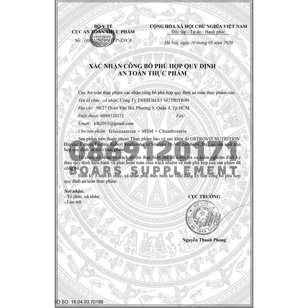 GLUCOSAMINE + MSM + CHONDROITIN - HỖ TRỢ XUONG KHỚP HÀM LƯỢNG CAO 3 TRONG 1 CỦA OSTROVIT