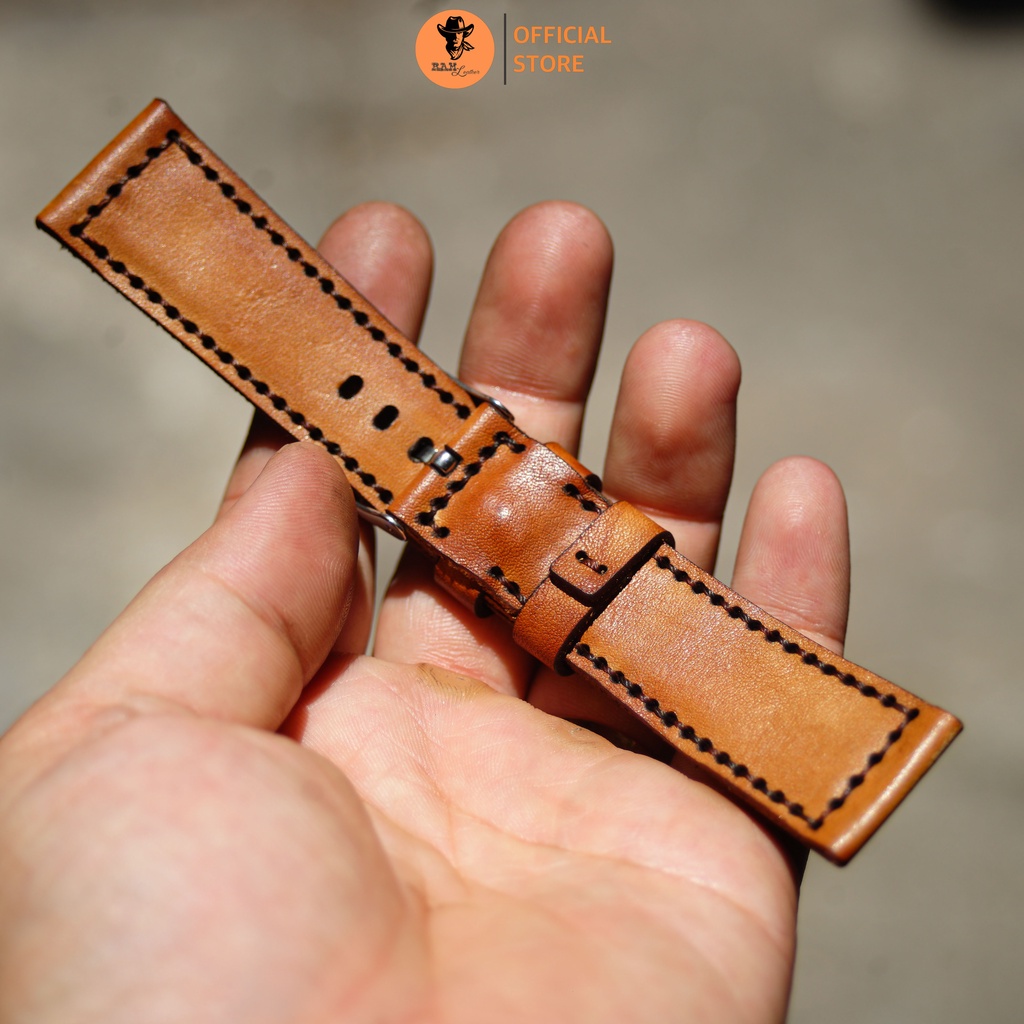 Dây đồng hồ da bò màu vàng bò - RAM Leather Classic 1970