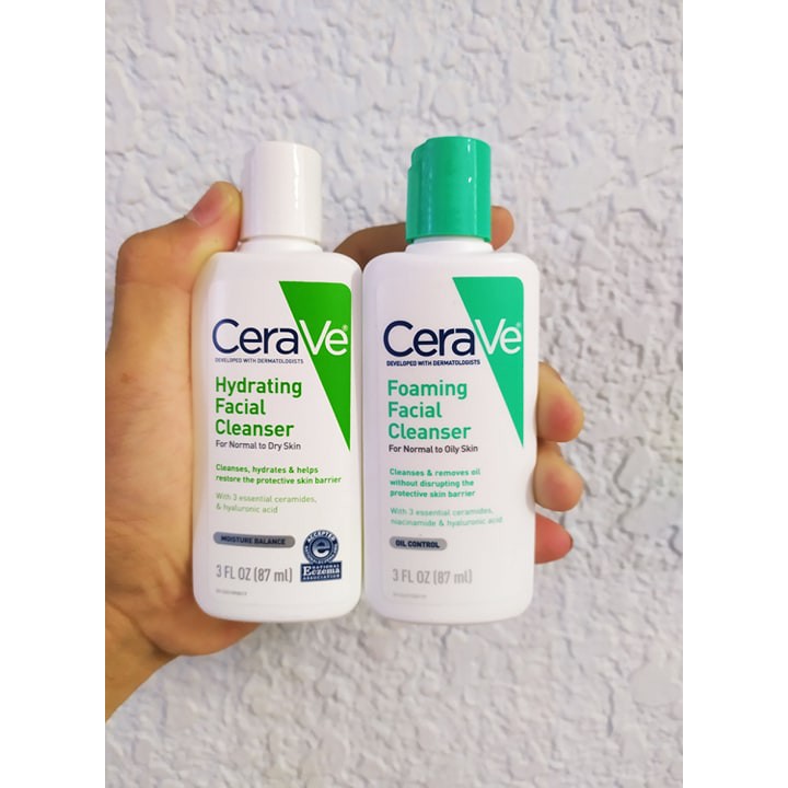 Sữa rửa mặt Cerave Foaming Facial Cleanser bản Mỹ (Pháp) Cerave da dầu &amp; Da Khô các size 236ml - 355ml - 473ml