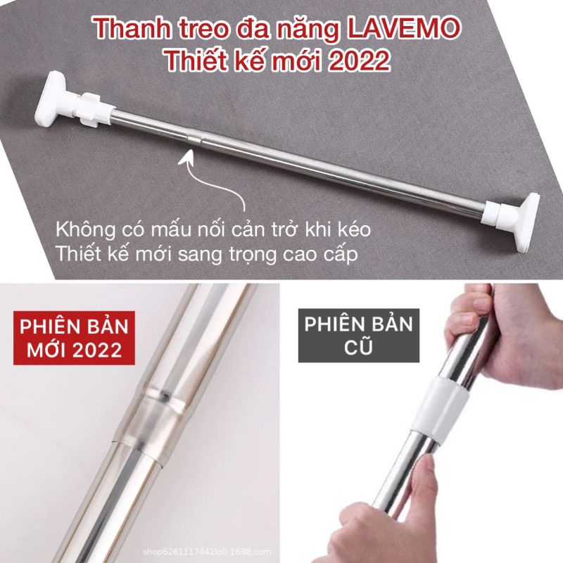 Thanh Treo Đa Năng LAVEMO Thanh Treo Quần Áo Không Khoan Tường Bắt Vít Chất Liệu Inox Chắc Chắn Độ Bền Cao TT01