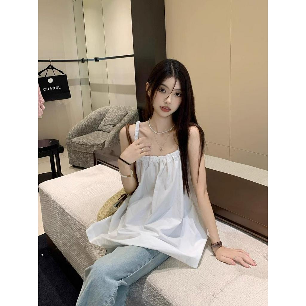 66923 mùa hè phong cách mới phong cách hàn quốc dây buộc ren-up không tay áo sơ mi