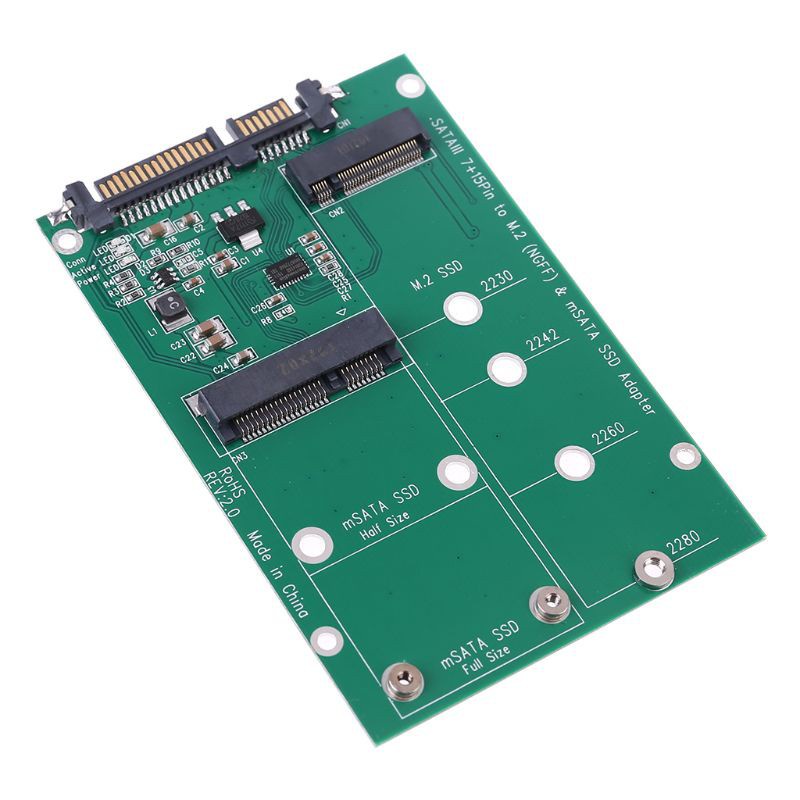 VIVI   mSATA &amp; M.2 (B-Key NGFF) 2in1 Sized Multiple SSD to SATA 3 III Adapter Converter