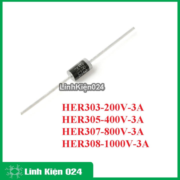 Linh kiện bán dẫn diode xung Her308 3A, Her208 2A 1000v