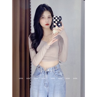 [ HÌNH THẬT] ÁO THUN LỤA CỔ VUÔNG TAY DÀI