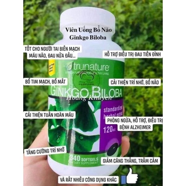 Ginkgo Biloba Trunature 340viên Bổ Não Mỹ