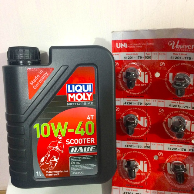 Nhớt Xe Tay Ga Liqui Moly Motorbike 4T 10W-40 Scooter Race 1 Lit Tặng Ốc Nam Châm Mũ 12