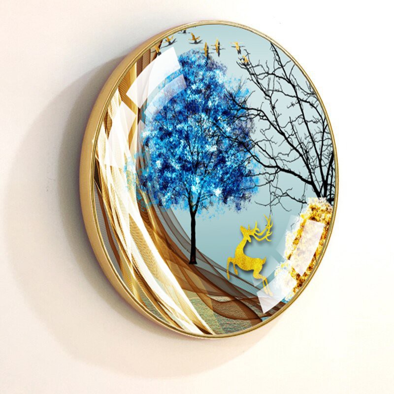 Tranh tròn tráng gương nghệ thuật trừu tượng decor trang trí cầu thang phòng khách - Tranh treo tường cao cấp tặng đinh