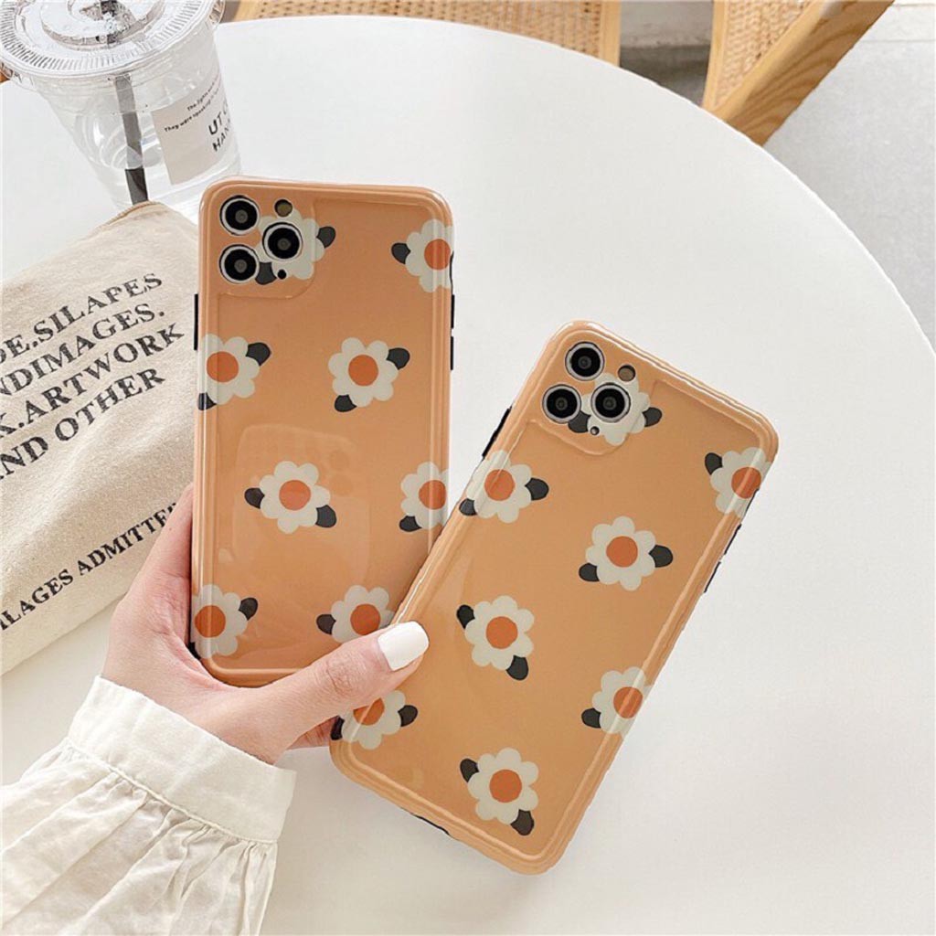 Ốp Lưng Iphone Cao Cấp Full Viền Hoa Cúc Trắng Màu Cam Dành Cho Tất Cả Dòng Iphone từ 6 đến 11promax | BigBuy360 - bigbuy360.vn
