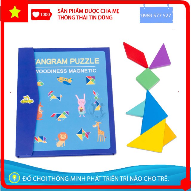 [Tăng Khả Năng Sáng Tạo] Bộ Câu Đố Ghép Hình Tangram Hình Học Nhiều Mẫu