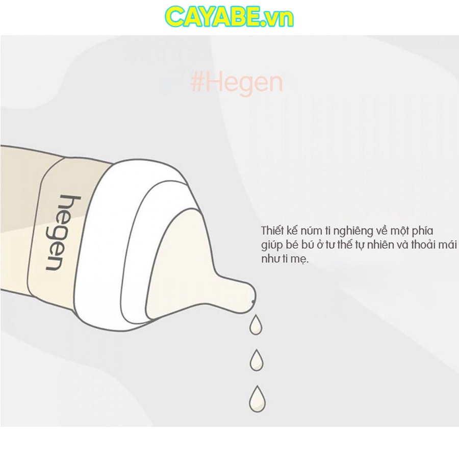 Núm ti bình sữa Hegen cho bé cổ rộng, núm ty thay thế số 0, 1, 2, 3 và Y cắt