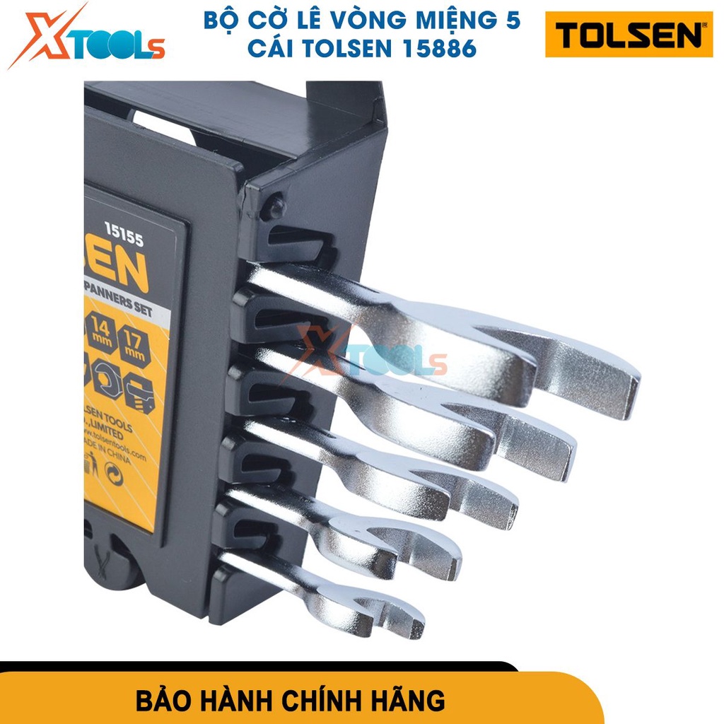 Bộ cờ lê vòng miệng TOLSEN, sử dụng chất liệu thép CR-V, giữ và xoay các đai ốc, bu lông, chốt [CHÍNH HÃNG][XTOOLS]