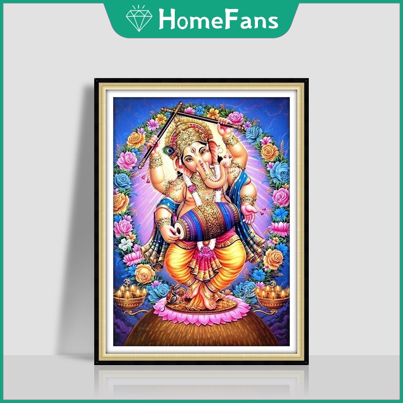 Bộ Tranh Đính Đá 5D Tự Làm 40x50cm/50x60cm Hình Thần Voi Độc Đáo