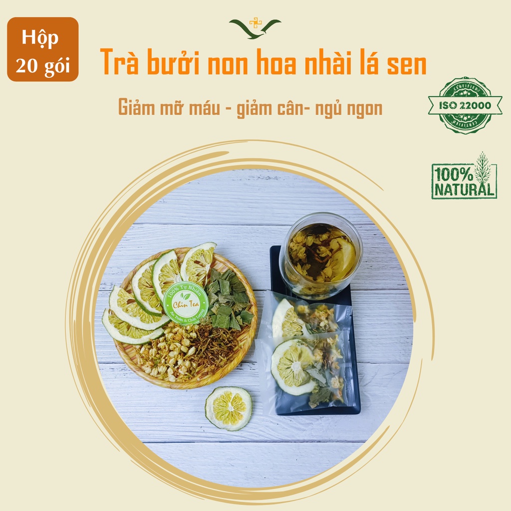 Trà bưởi non hoa nhài lá sen giảm cân - Bưởi non sấy