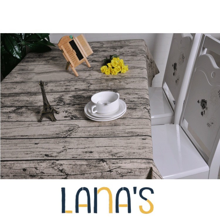 Khăn Trải Bàn Họa Tiết Vân Gỗ Viền Ren Nhiều Kích Thước