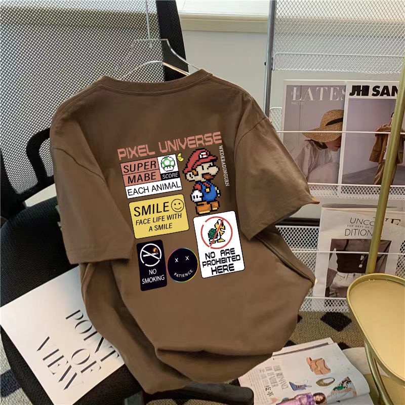 Áo Thun Ngắn Tay Cỡ Lớn In Họa Tiết Dễ Thương Thời Trang Mùa Hè Cho Nữ