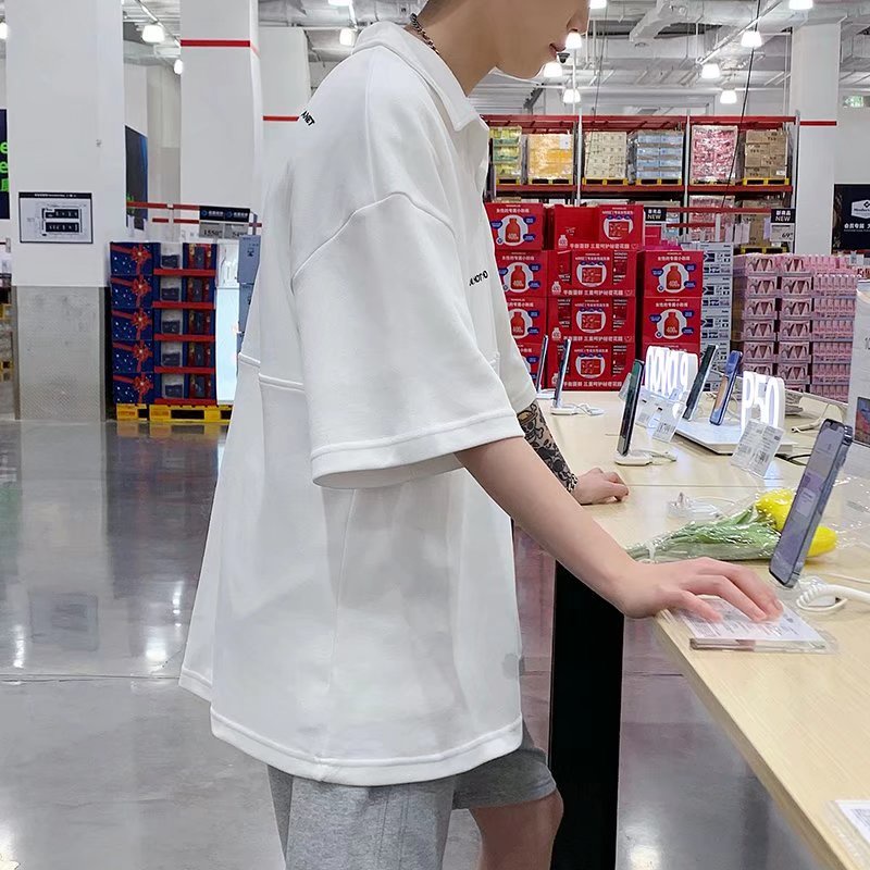 Áo Thun polo Tay Ngắn Dáng Rộng Có Khóa Kéo In Họa Tiết Đơn Giản Thời Trang Mùa Hè Cho Nam Size M-3XL