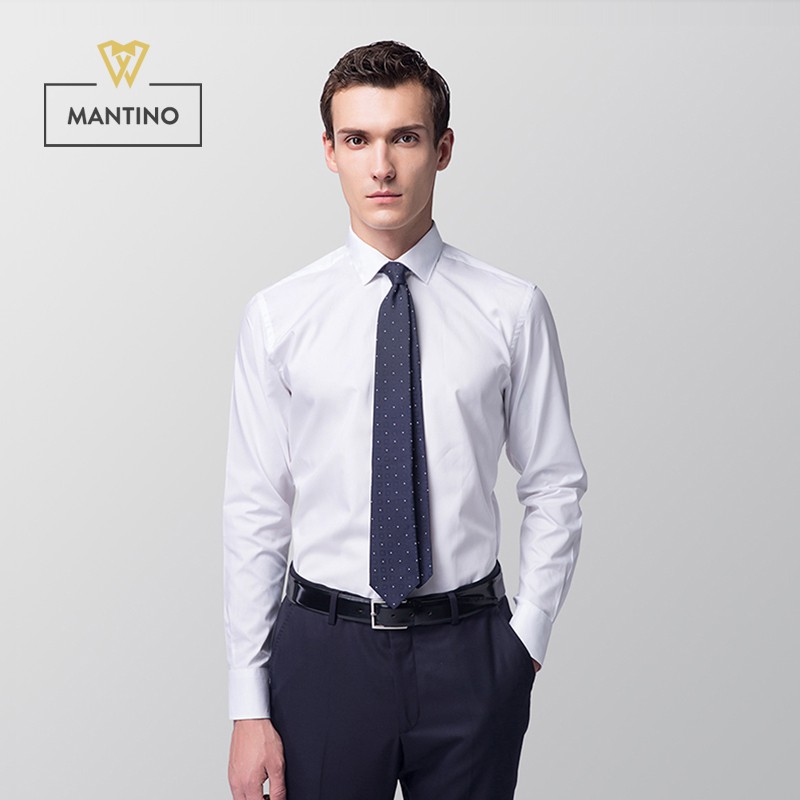 [Mã FASHIONMALLT4 giảm 15% tối đa 30K đơn 150k] Áo Sơ Mi Nam Trắng Tinh - SM301 MANTINO