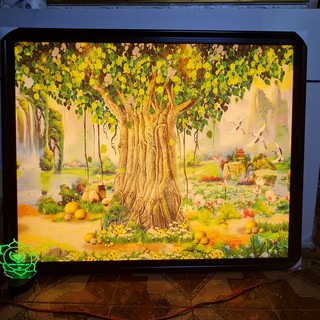 Tranh trúc chỉ in cây bồ đề chuẩn phong thủy 81x126cm