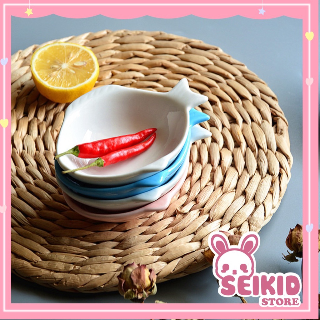 Bát sứ ăn dặm, đựng gia vị xinh xắn hình con cá đủ màu Seikid Store 50ml