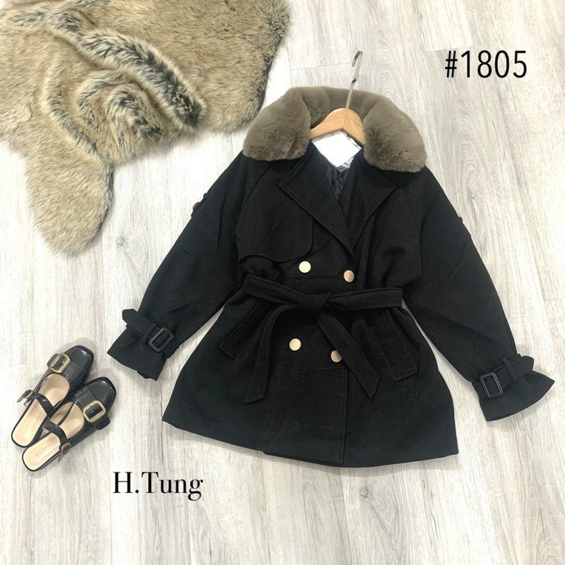 Áo Dạ cổ vest cổ lông hàng quảng Châu Loại 1