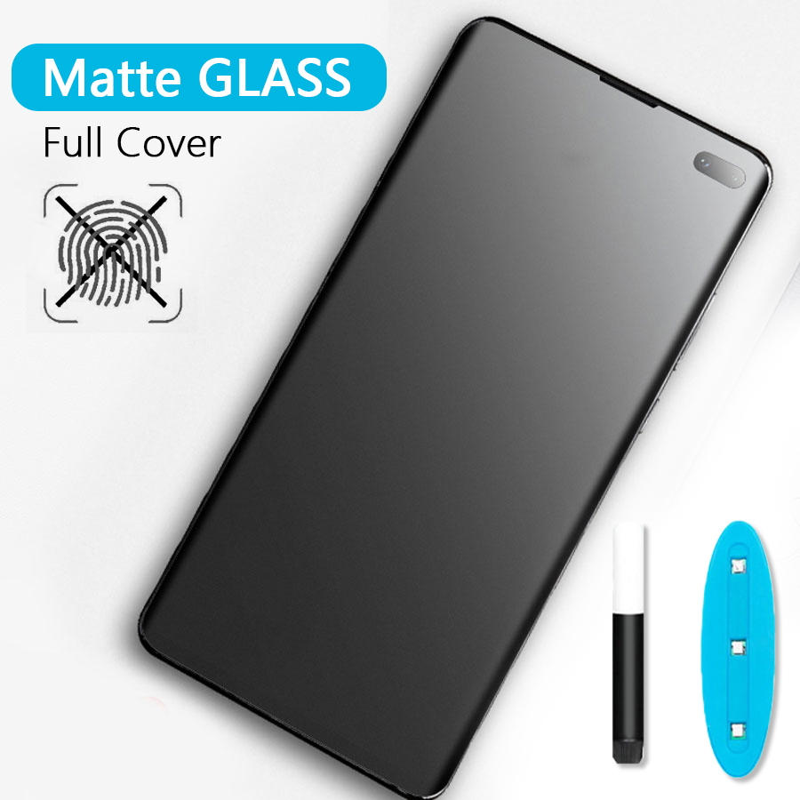 3D Curved UV Liquid Full Glue Cover Matte Tempered Glass Screen Protector Samsung Galaxy S20 Note 20 Ultra Note 10 Plus 9 8 S10 S9 S8 Frosted Anti Glare Anti Fingerprints