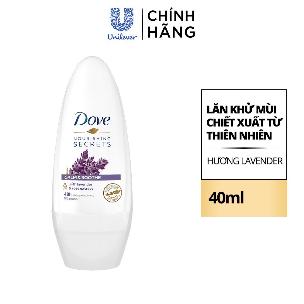 [HB GIFT] Lăn Khử Mùi Dove Nourishing Secrets Calm &amp; Soothe Dưỡng Da Sáng Mịn Từ Thiên Nhiên Hương Lavender 40 ml